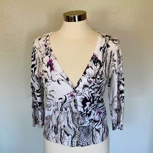 White House Black Market Floral Print Cardigan Size Medium